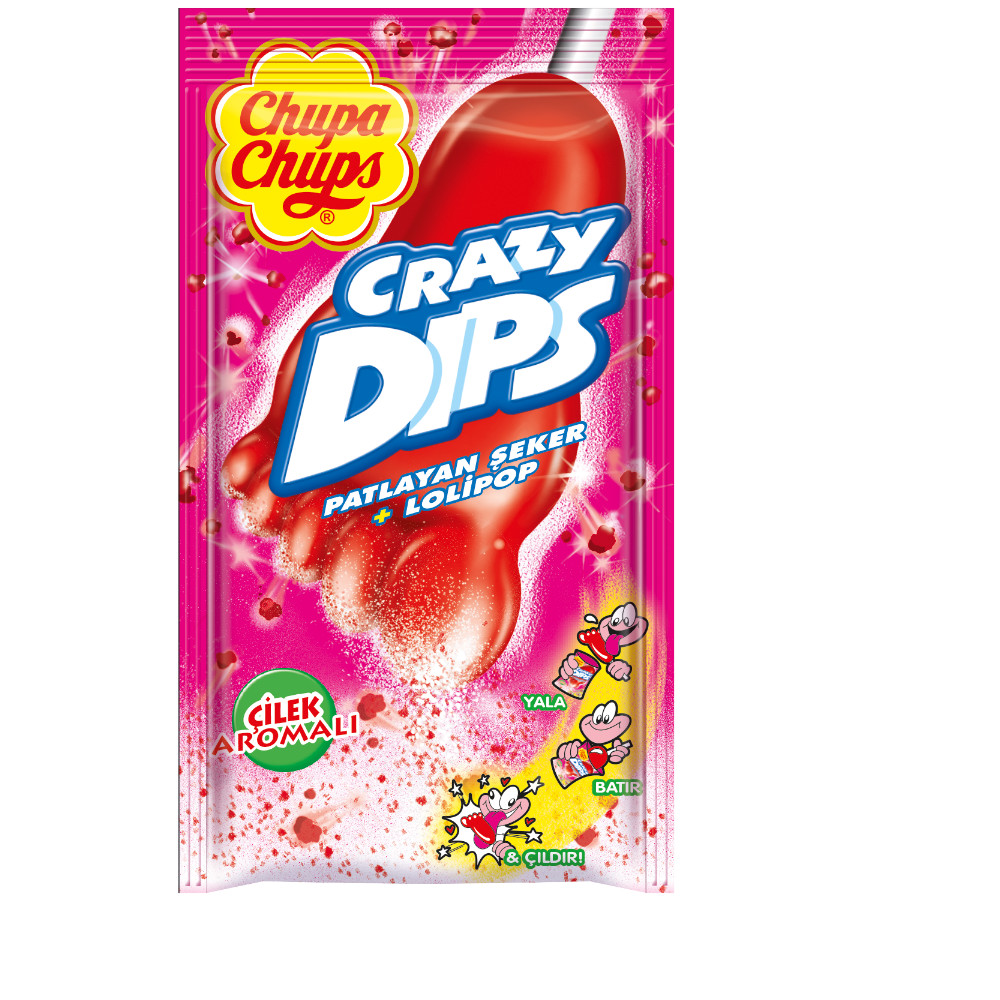 Chupa Chups Crazy Dips Çilek Aromalı Şekerleme 16 Gr