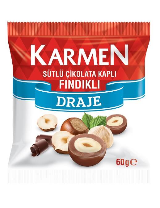 Karmen Çikolata Kaplı Sütlü Fındıklı Draje 60 Gr