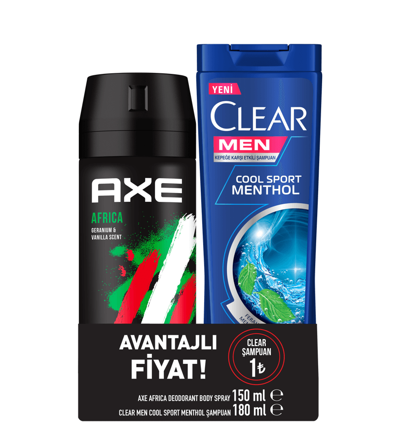 Axe Africa Deo 150 Ml+Clear Cool Sport Şampuan 180